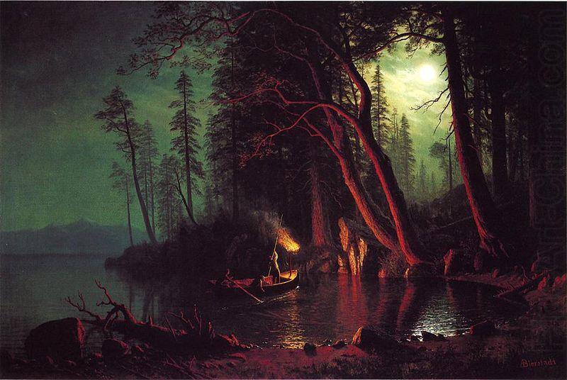 Lake Tahoe, Spearing Fish by Torchlight, Albert Bierstadt